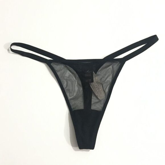 Victoria's Secret Sheer Thong Panty One Size Black - Picture 3 of 4